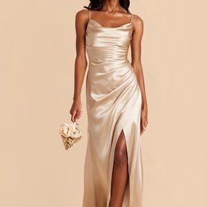 Birdy Grey Lydia Dress Shiny Satin Neutral Champagne (XS)